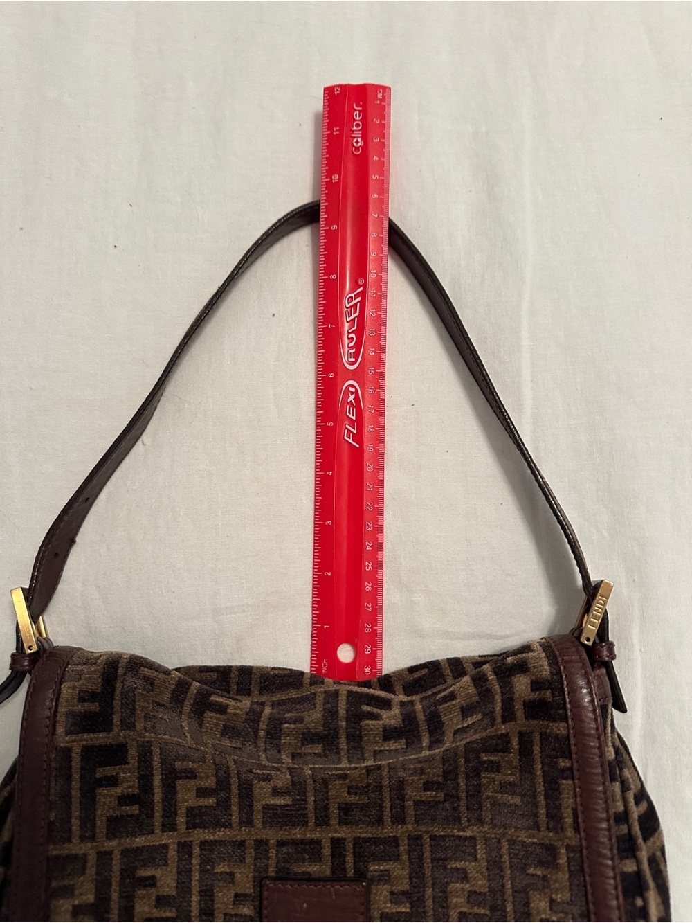 Fendi Brown Zucca FF Canvas Shoulder Bag with Gold Hardware - Picture 5 of 12